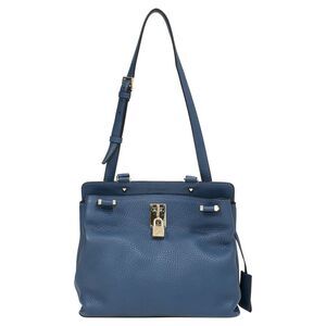Valentino Joylock Textured-Shoulder Bag In Blue Leather
